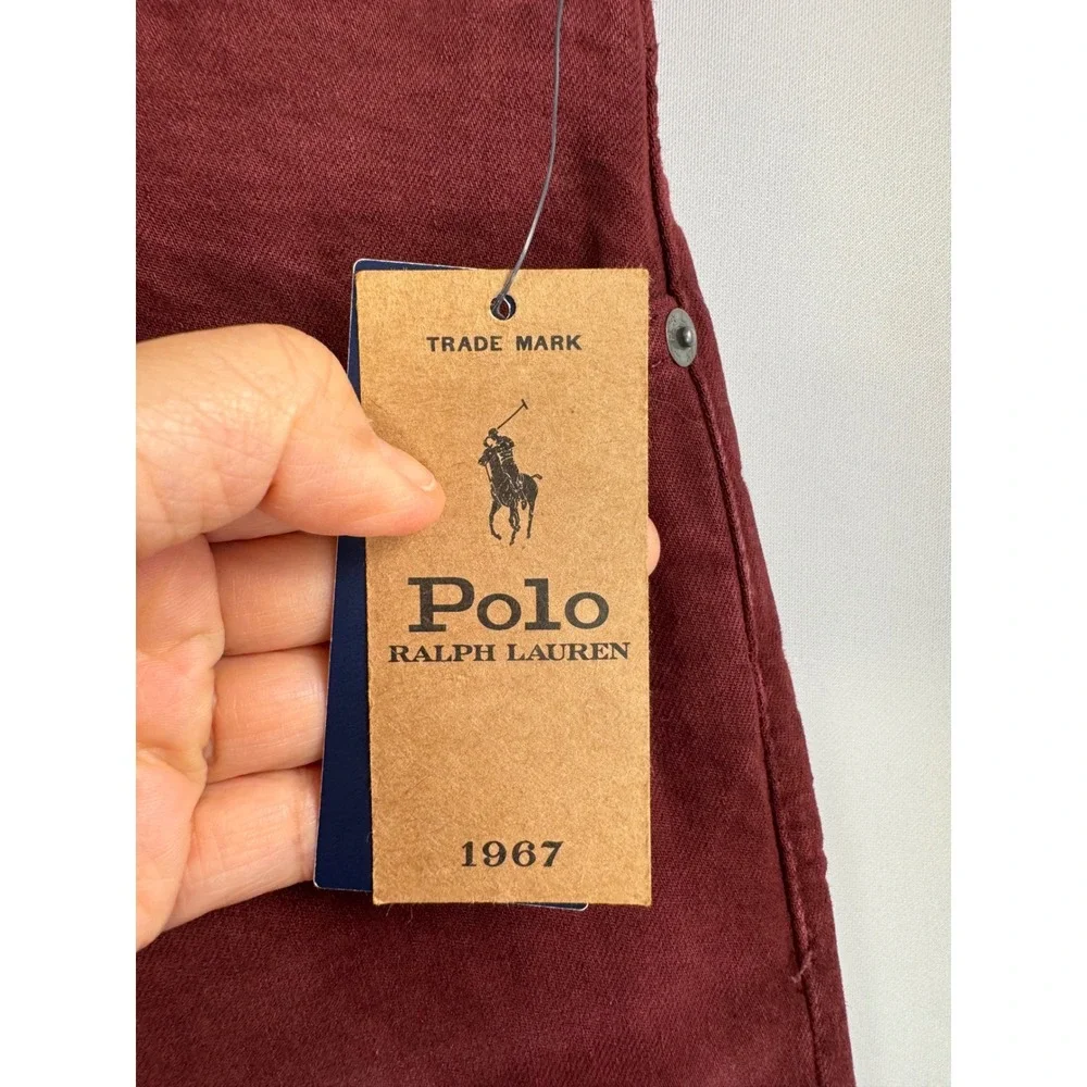 Polo Ralph Lauren Hampton Straight Mens 38x32 Burgundy Garment Dyed Jeans